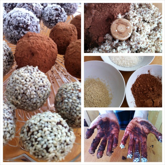 Cacao nut and fruit truffles